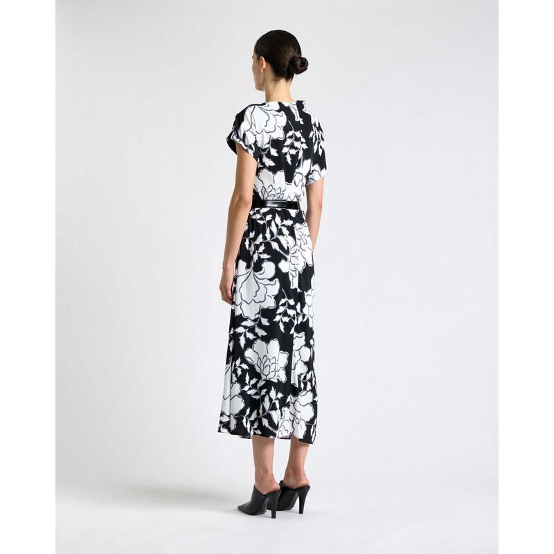 Cue Graphic Floral Fold Neck Midi Dress image number 1